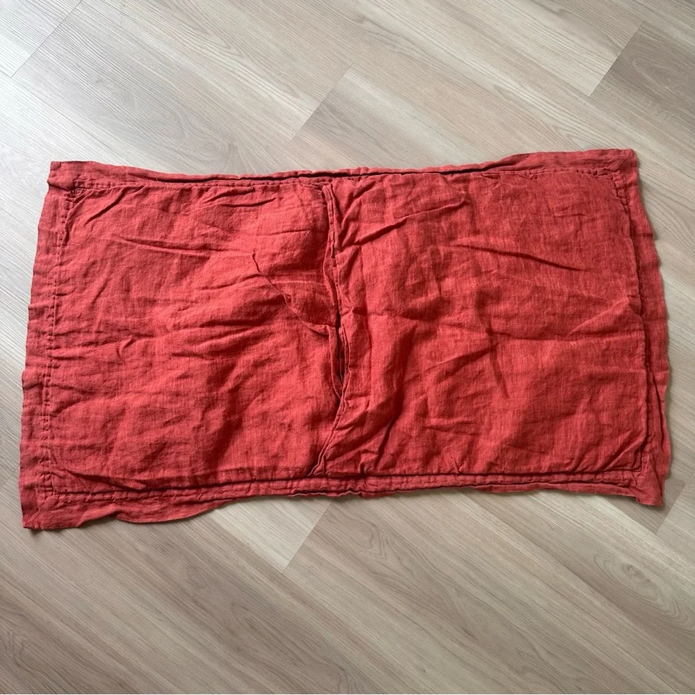 Pottery barn rust red diamond flax linen quilted king sham
